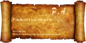Paukovits Arvid névjegykártya